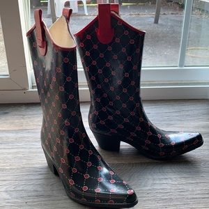 Stadium Stompers Red and Black Rain Boots size 7